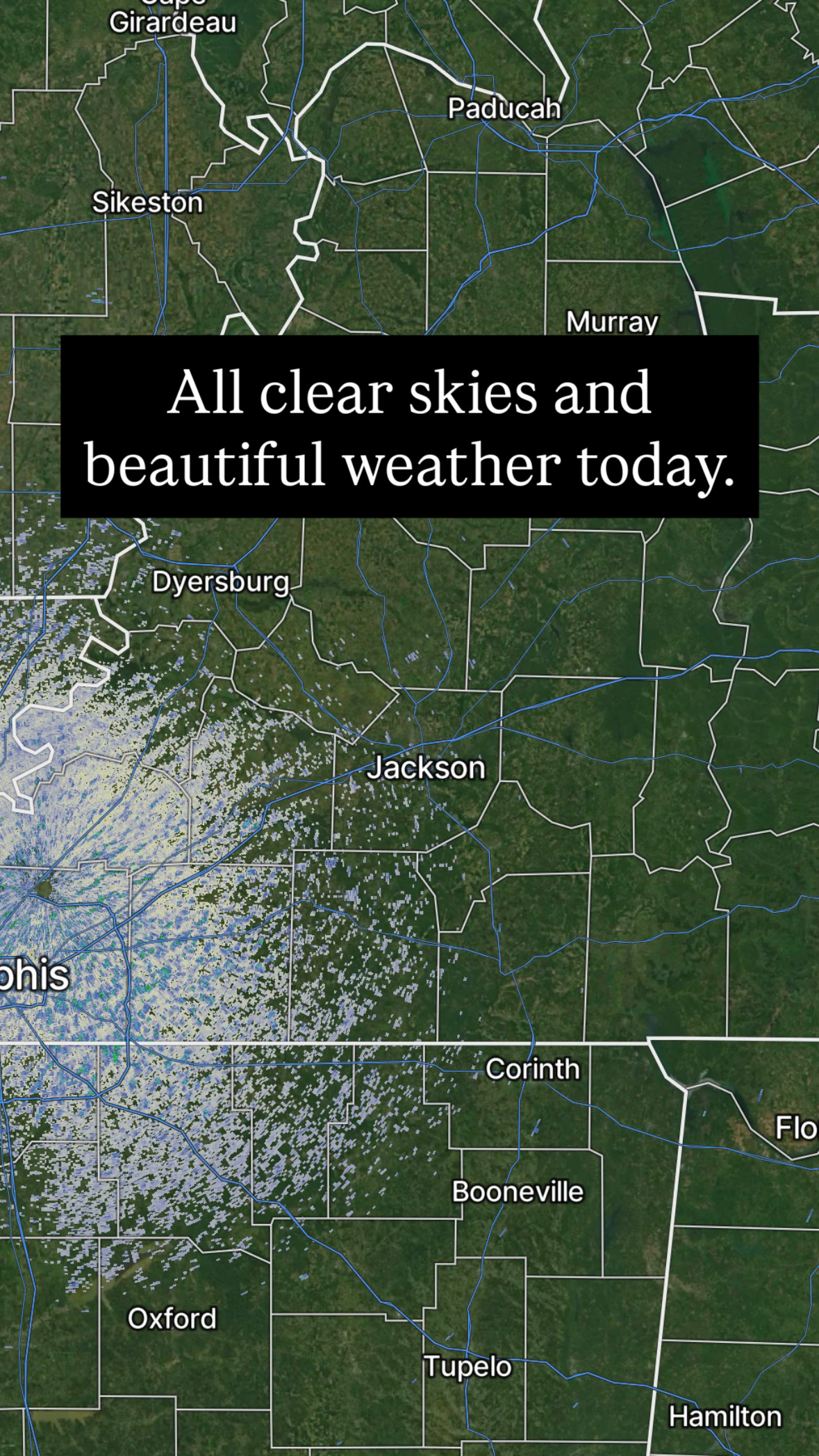 All clear skies and beautiful weather